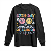 67th Day of School Vibes Long Sleeve Shirt Cute Retro Smiling Face for Students & Teachers - Wonder Print Shop