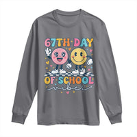 67th Day of School Vibes Long Sleeve Shirt Cute Retro Smiling Face for Students & Teachers - Wonder Print Shop