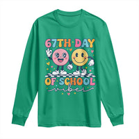 67th Day of School Vibes Long Sleeve Shirt Cute Retro Smiling Face for Students & Teachers - Wonder Print Shop