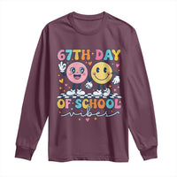 67th Day of School Vibes Long Sleeve Shirt Cute Retro Smiling Face for Students & Teachers - Wonder Print Shop