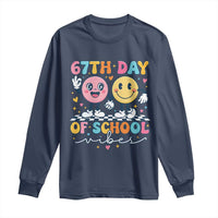 67th Day of School Vibes Long Sleeve Shirt Cute Retro Smiling Face for Students & Teachers - Wonder Print Shop
