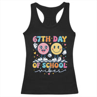67th Day of School Vibes Racerback Tank Top Cute Retro Smiling Face for Students & Teachers - Wonder Print Shop