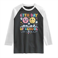 67th Day of School Vibes Raglan Shirt Cute Retro Smiling Face for Students & Teachers - Wonder Print Shop