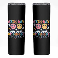 67th Day of School Vibes Skinny Tumbler Cute Retro Smiling Face for Students & Teachers - Wonder Print Shop