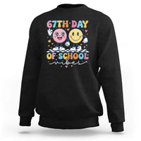 67th Day of School Vibes Sweatshirt Cute Retro Smiling Face for Students & Teachers - Wonder Print Shop