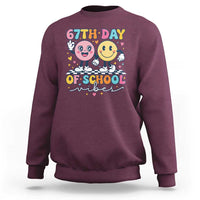 67th Day of School Vibes Sweatshirt Cute Retro Smiling Face for Students & Teachers - Wonder Print Shop