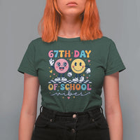 67th Day of School Vibes T Shirt For Women Cute Retro Smiling Face for Students & Teachers - Wonder Print Shop