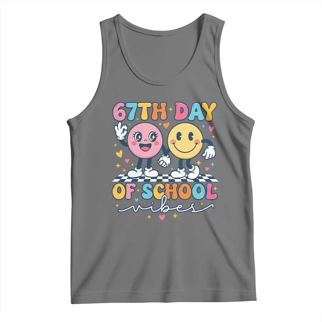 67th Day of School Vibes Tank Top Cute Retro Smiling Face for Students & Teachers - Wonder Print Shop