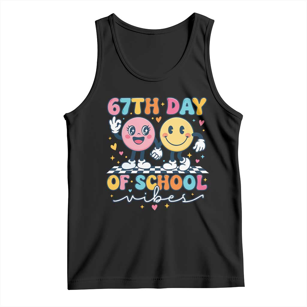 67th Day of School Vibes Tank Top Cute Retro Smiling Face for Students & Teachers - Wonder Print Shop