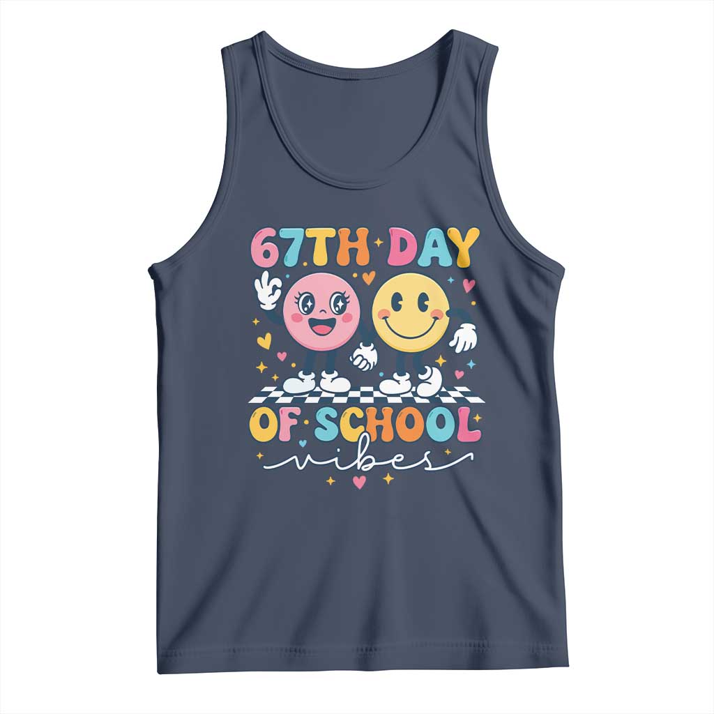 67th Day of School Vibes Tank Top Cute Retro Smiling Face for Students & Teachers - Wonder Print Shop