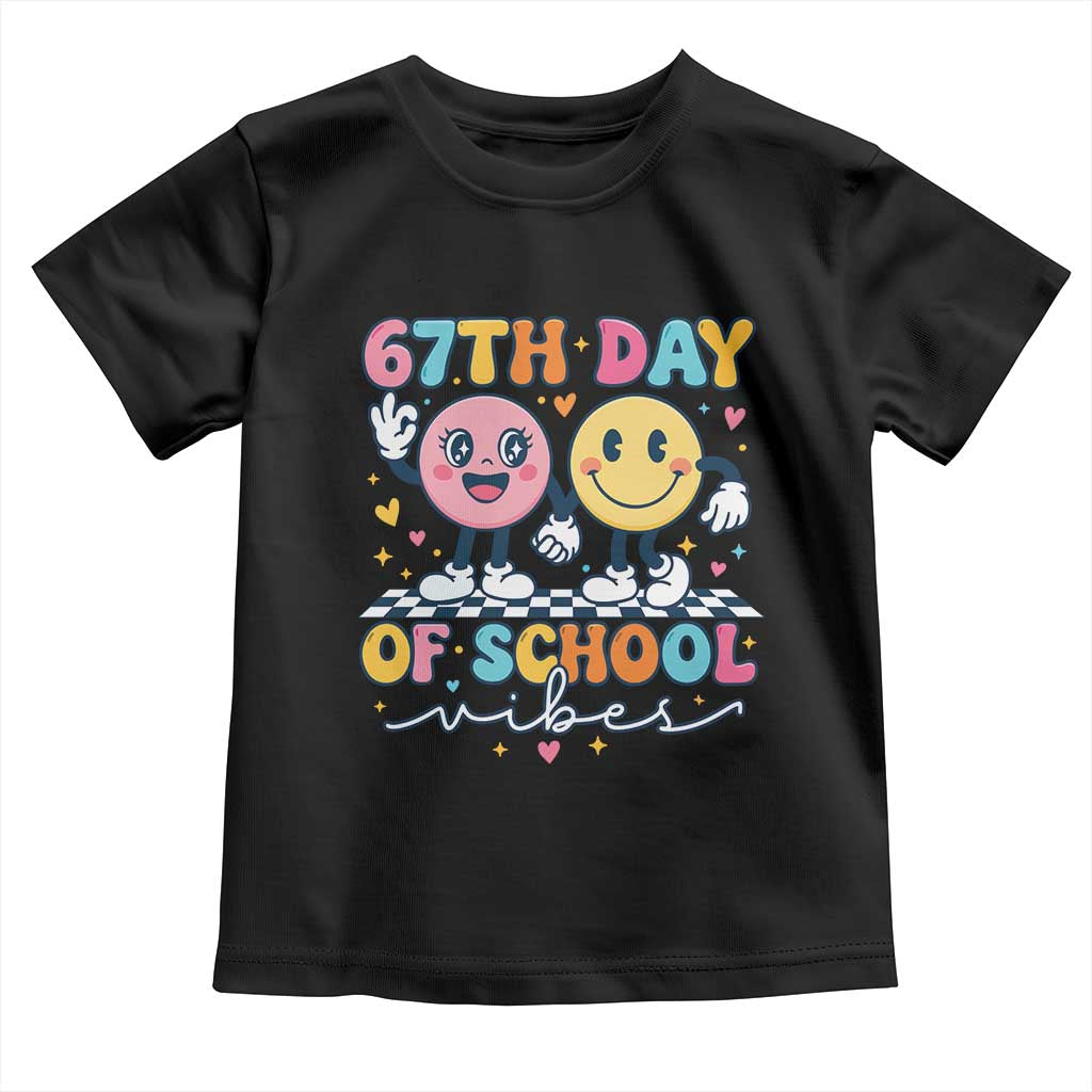 67th Day of School Vibes Toddler T Shirt Cute Retro Smiling Face for Students & Teachers - Wonder Print Shop
