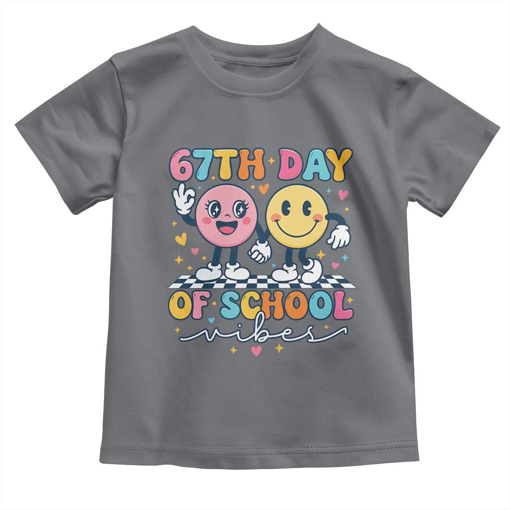 67th Day of School Vibes Toddler T Shirt Cute Retro Smiling Face for Students & Teachers - Wonder Print Shop