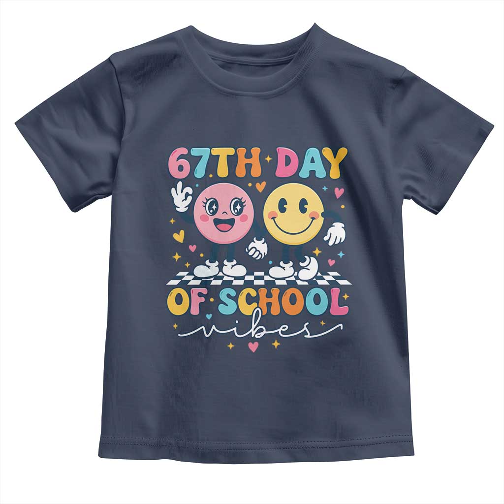 67th Day of School Vibes Toddler T Shirt Cute Retro Smiling Face for Students & Teachers - Wonder Print Shop