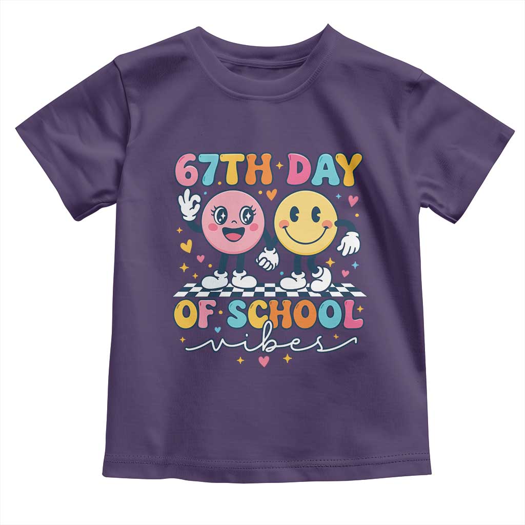 67th Day of School Vibes Toddler T Shirt Cute Retro Smiling Face for Students & Teachers - Wonder Print Shop