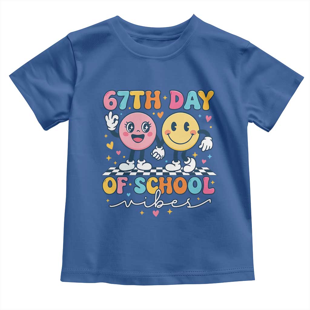 67th Day of School Vibes Toddler T Shirt Cute Retro Smiling Face for Students & Teachers - Wonder Print Shop