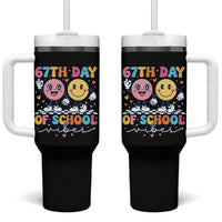 67th Day of School Vibes Tumbler With Handle Cute Retro Smiling Face for Students & Teachers - Wonder Print Shop