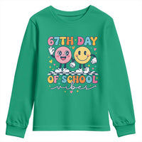 67th Day of School Vibes Youth Sweatshirt Cute Retro Smiling Face for Students & Teachers - Wonder Print Shop