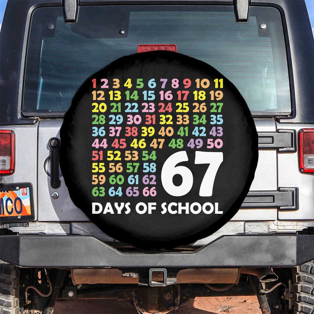 67 Days of School Spare Tire Cover Colorful Countdown Grid Milestone Classroom Fun - Wonder Print Shop