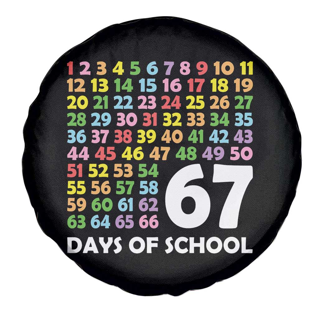 67 Days of School Spare Tire Cover Colorful Countdown Grid Milestone Classroom Fun - Wonder Print Shop