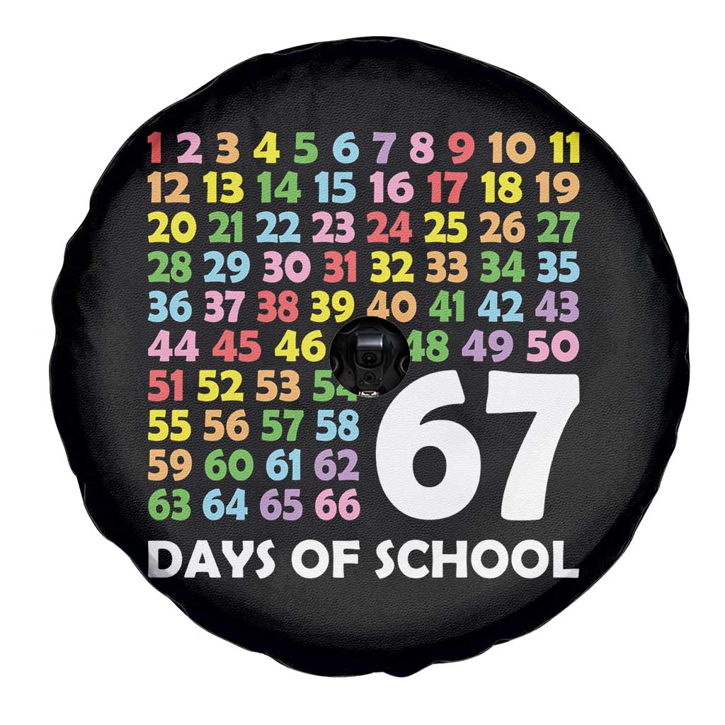 67 Days of School Spare Tire Cover Colorful Countdown Grid Milestone Classroom Fun - Wonder Print Shop