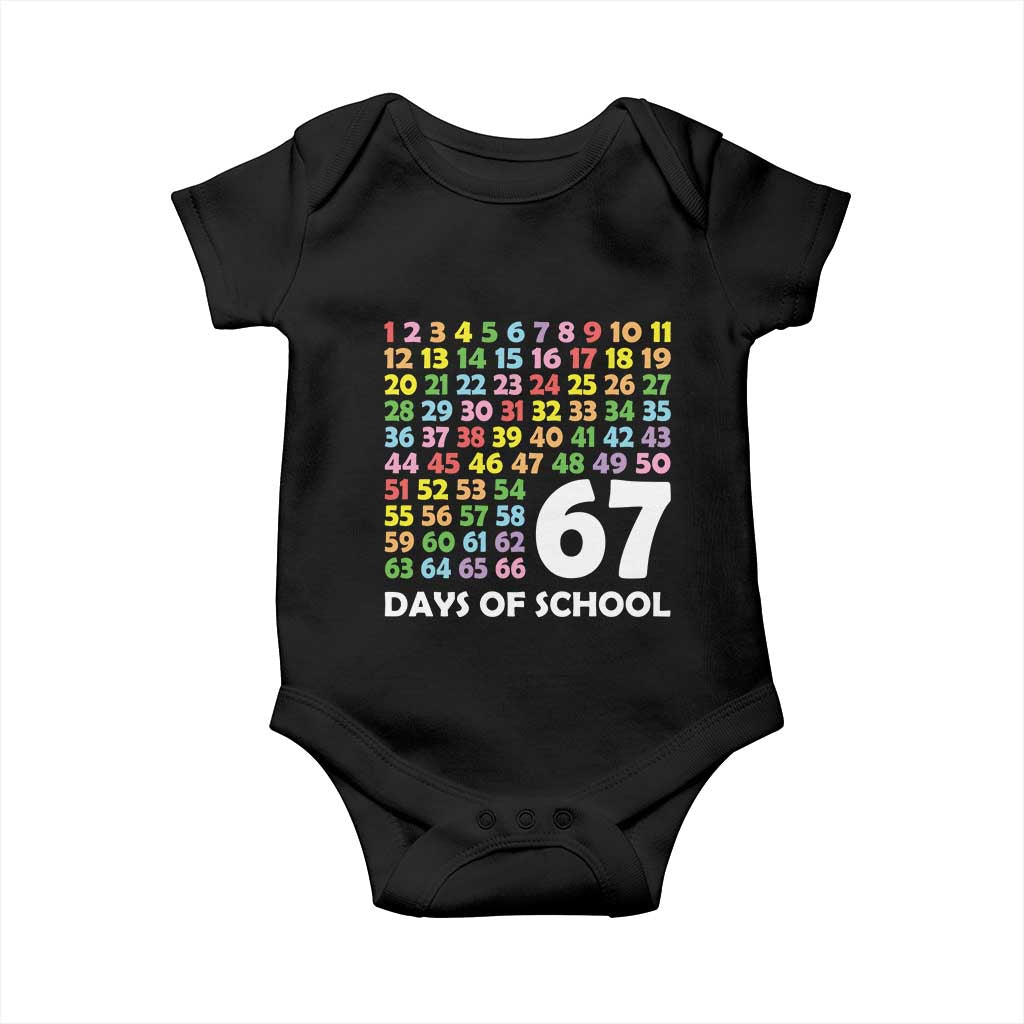 67 Days of School Baby Onesie Colorful Countdown Grid Milestone Classroom Fun - Wonder Print Shop