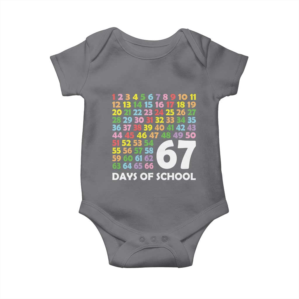 67 Days of School Baby Onesie Colorful Countdown Grid Milestone Classroom Fun - Wonder Print Shop