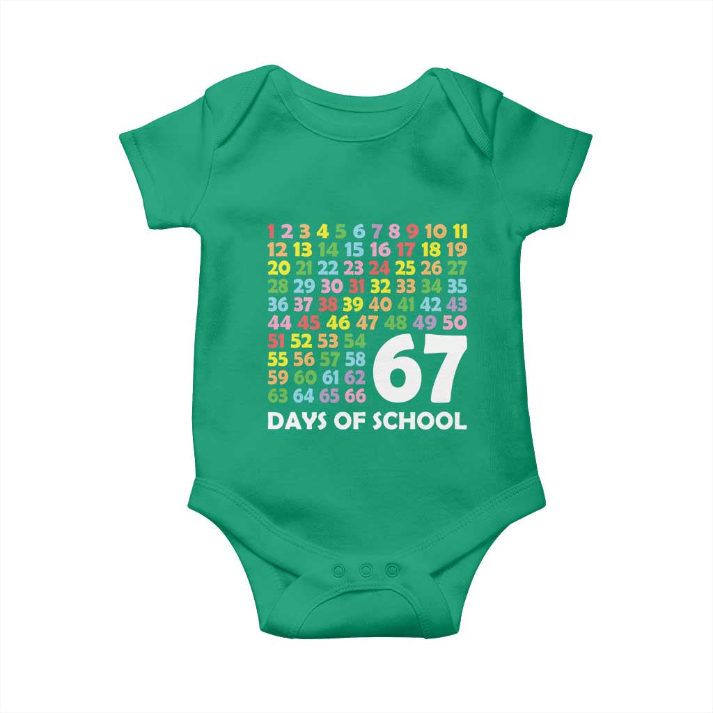 67 Days of School Baby Onesie Colorful Countdown Grid Milestone Classroom Fun - Wonder Print Shop