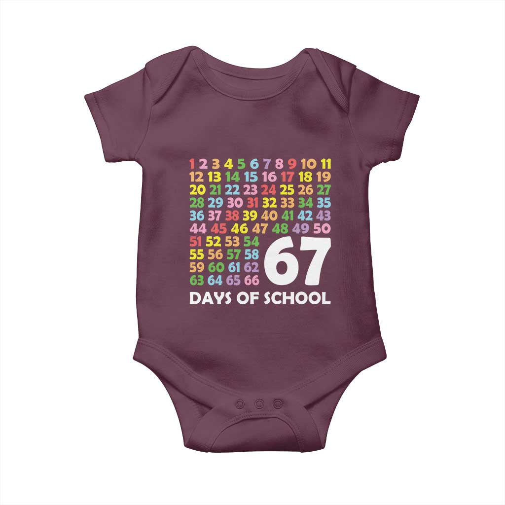 67 Days of School Baby Onesie Colorful Countdown Grid Milestone Classroom Fun - Wonder Print Shop