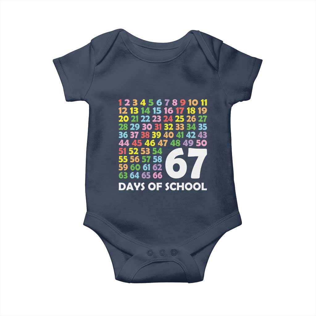 67 Days of School Baby Onesie Colorful Countdown Grid Milestone Classroom Fun - Wonder Print Shop
