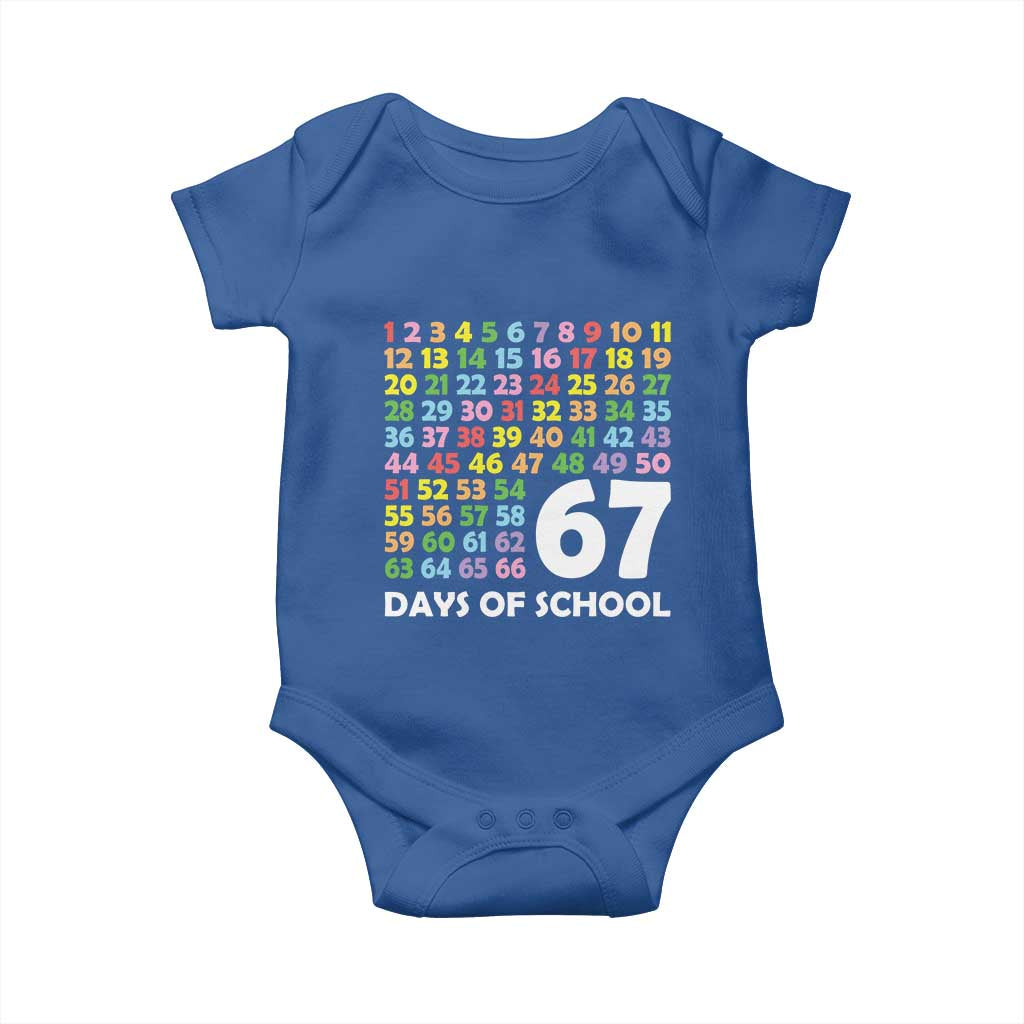 67 Days of School Baby Onesie Colorful Countdown Grid Milestone Classroom Fun - Wonder Print Shop
