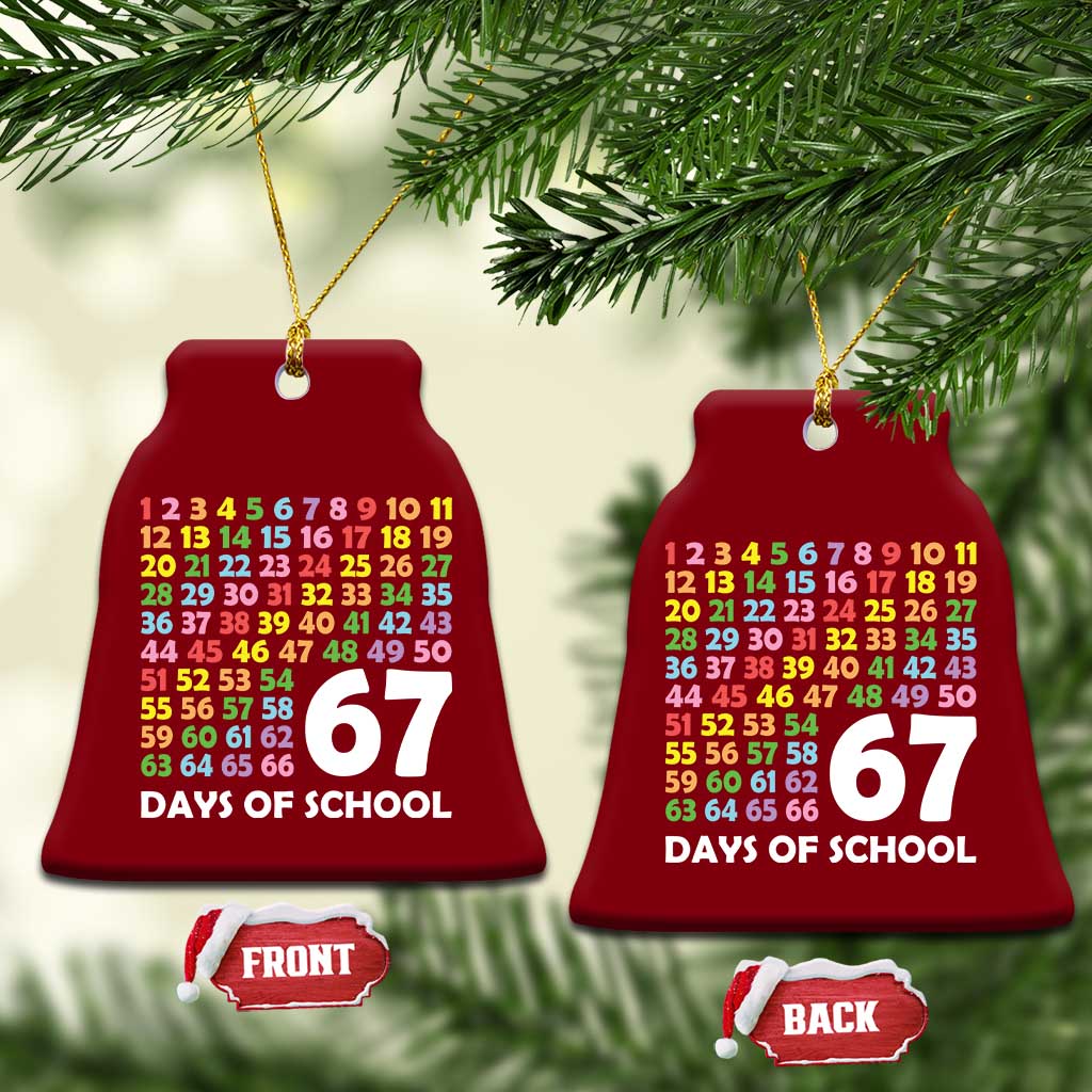 67 Days of School Ceramic Ornament Colorful Countdown Grid Milestone Classroom Fun - Wonder Print Shop