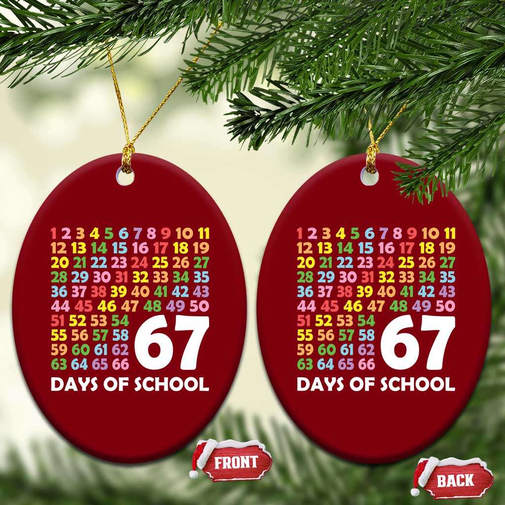 67 Days of School Ceramic Ornament Colorful Countdown Grid Milestone Classroom Fun - Wonder Print Shop