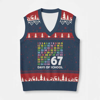 67 Days of School V-Neck Knit Sweater Vest Colorful Countdown Grid Milestone Classroom Fun - Wonder Print Shop