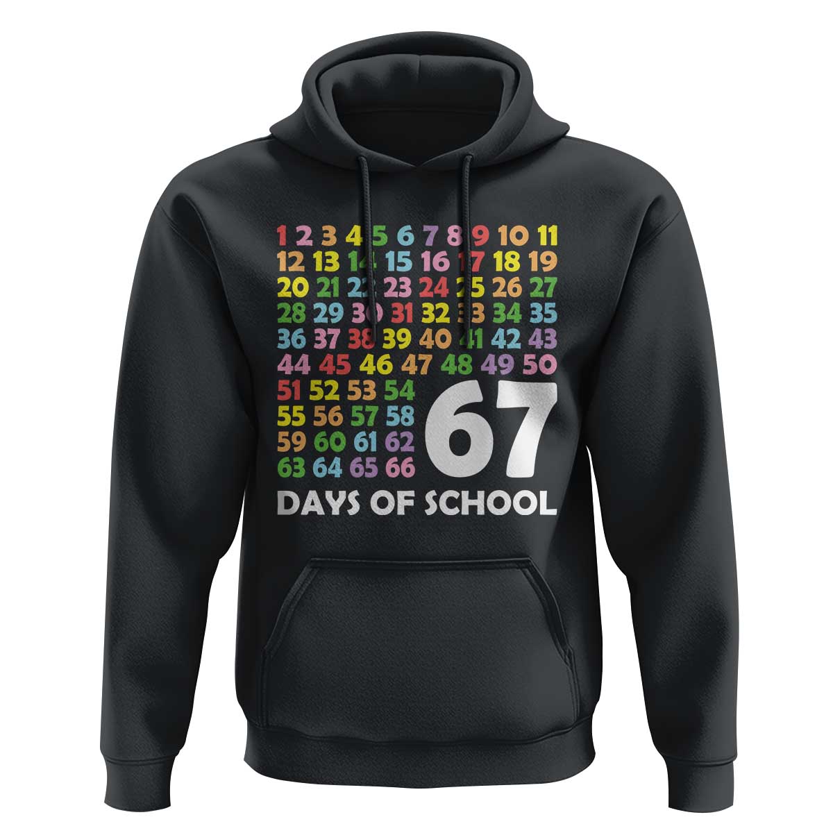 67 Days of School Hoodie Colorful Countdown Grid Milestone Classroom Fun - Wonder Print Shop