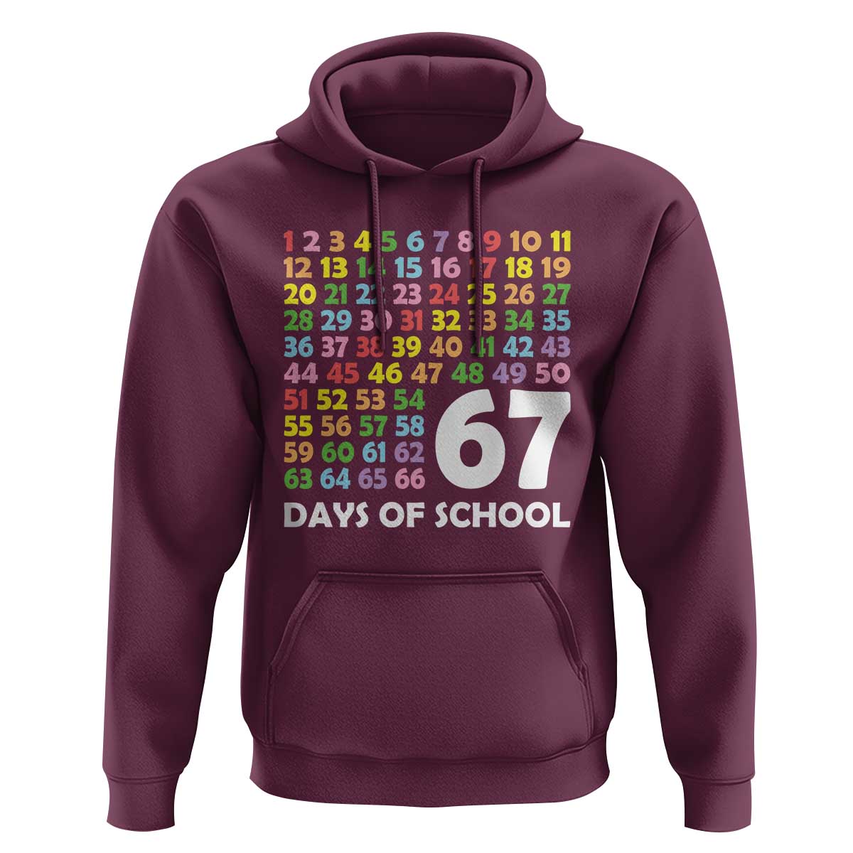 67 Days of School Hoodie Colorful Countdown Grid Milestone Classroom Fun - Wonder Print Shop