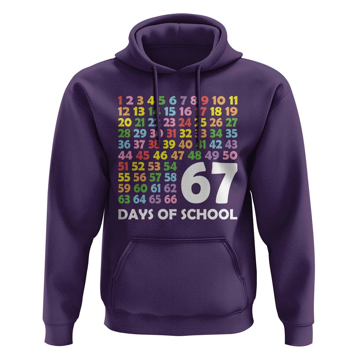 67 Days of School Hoodie Colorful Countdown Grid Milestone Classroom Fun - Wonder Print Shop
