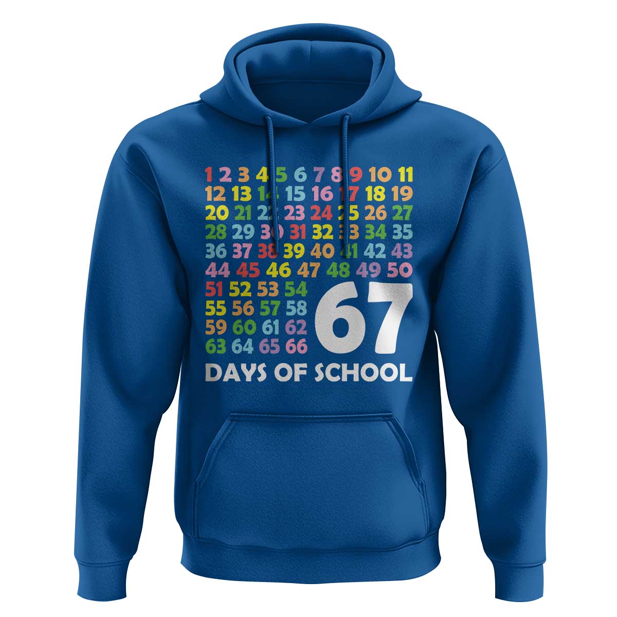 67 Days of School Hoodie Colorful Countdown Grid Milestone Classroom Fun - Wonder Print Shop