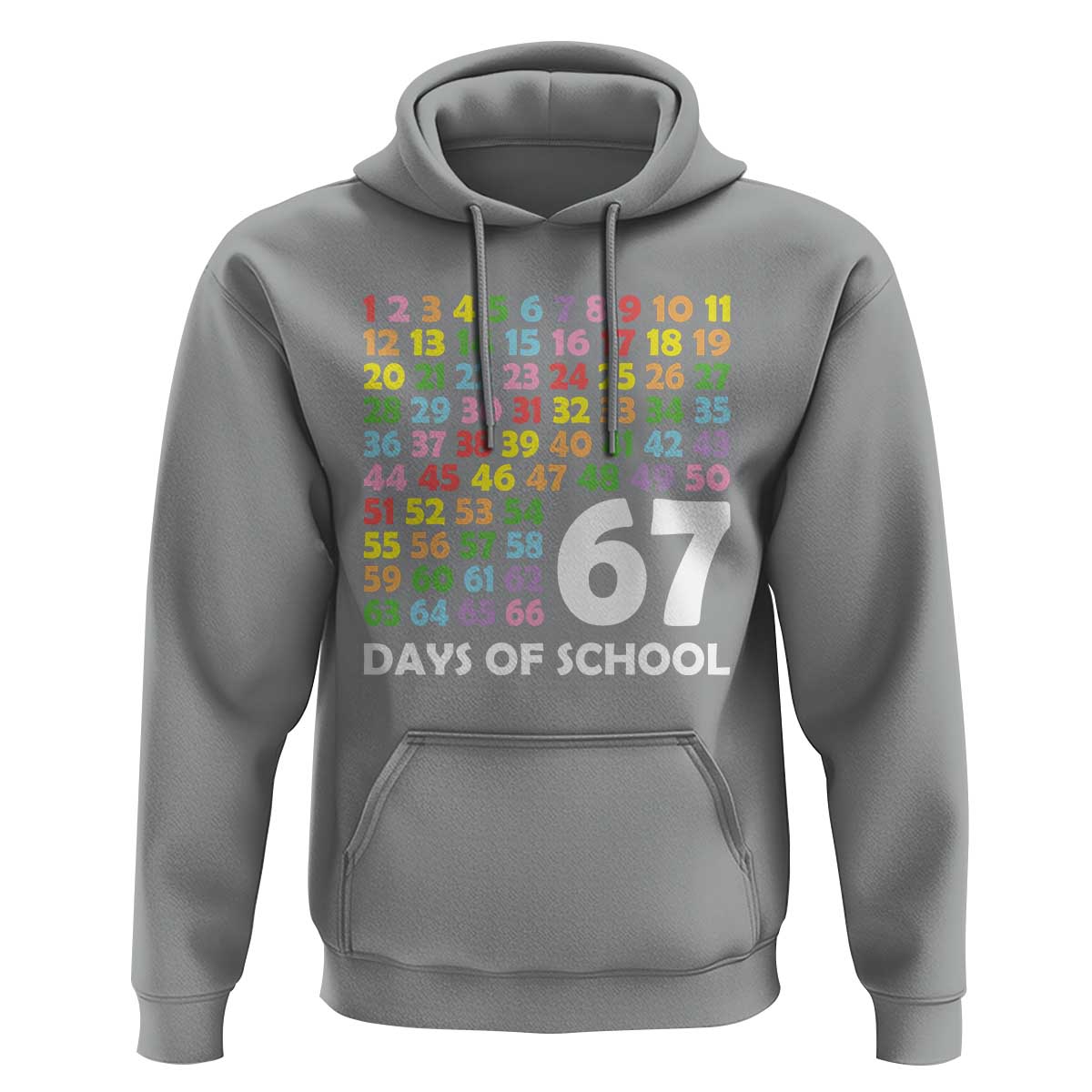 67 Days of School Hoodie Colorful Countdown Grid Milestone Classroom Fun - Wonder Print Shop
