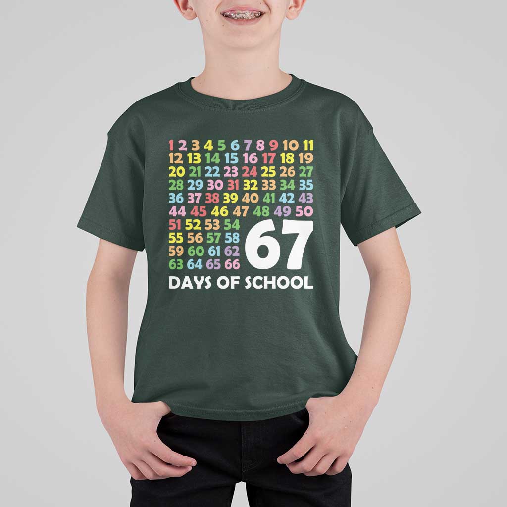 67 Days of School T Shirt For Kid Colorful Countdown Grid Milestone Classroom Fun - Wonder Print Shop