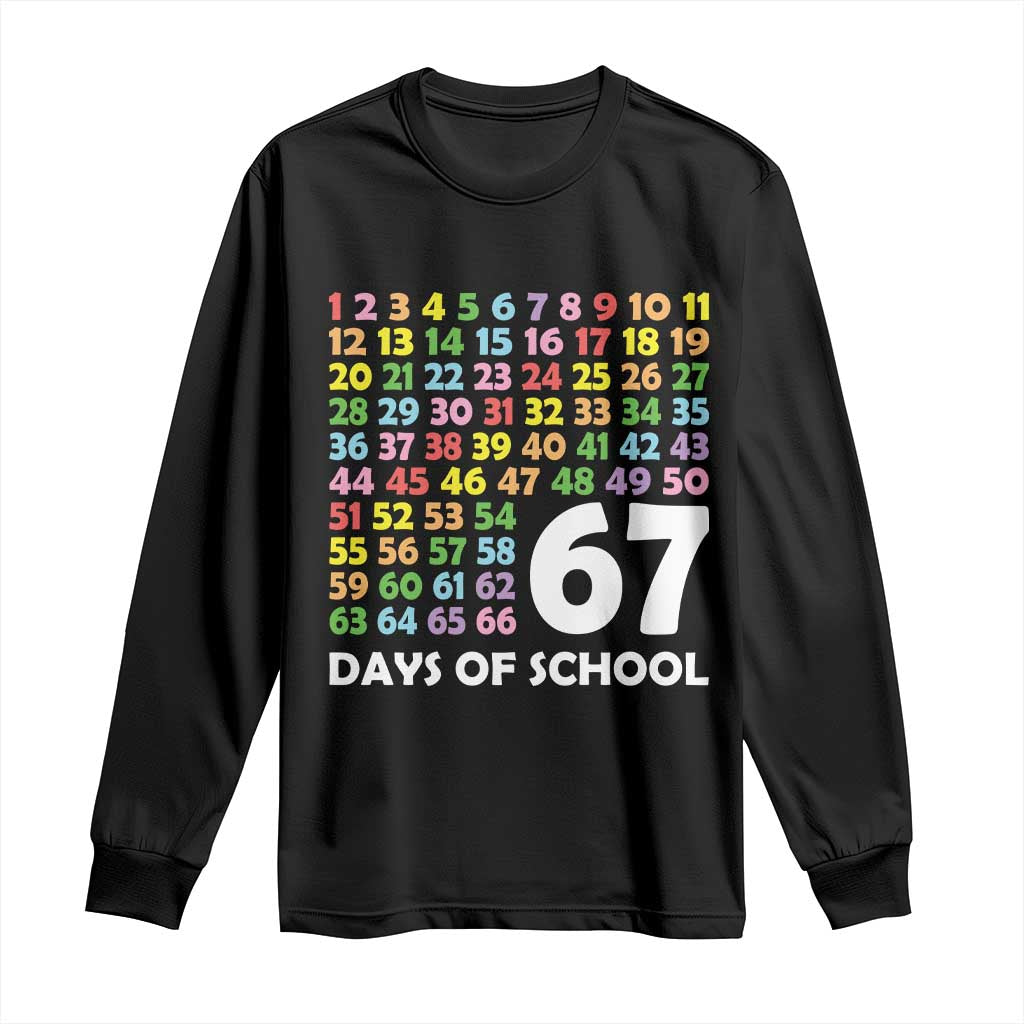 67 Days of School Long Sleeve Shirt Colorful Countdown Grid Milestone Classroom Fun - Wonder Print Shop