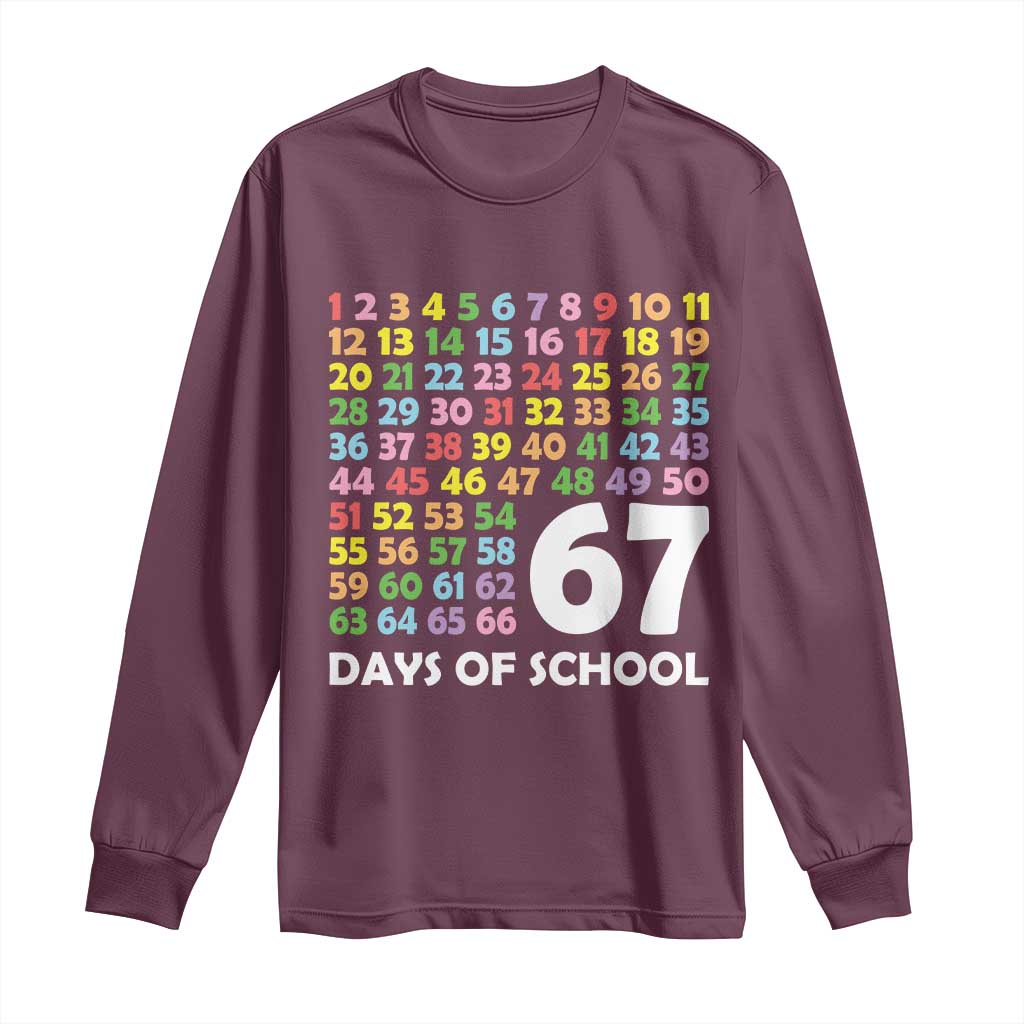 67 Days of School Long Sleeve Shirt Colorful Countdown Grid Milestone Classroom Fun - Wonder Print Shop