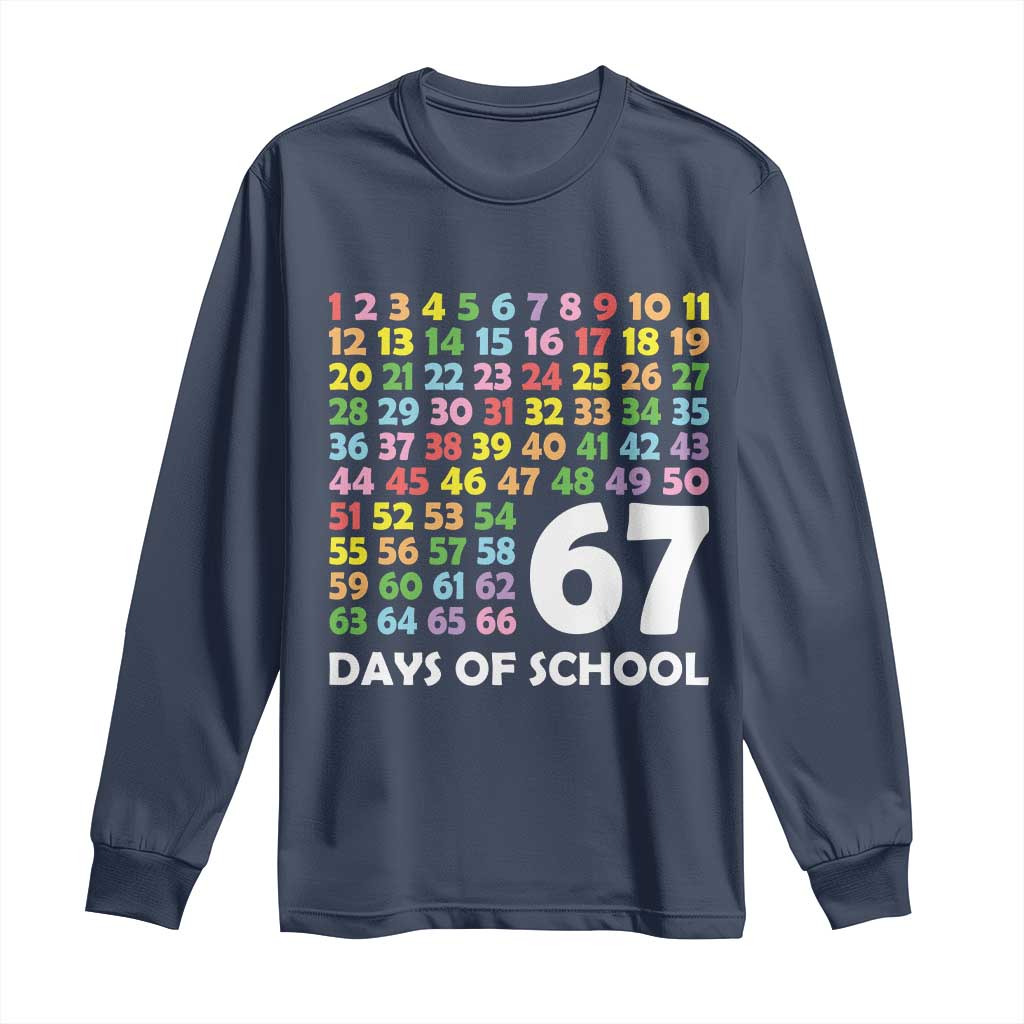 67 Days of School Long Sleeve Shirt Colorful Countdown Grid Milestone Classroom Fun - Wonder Print Shop
