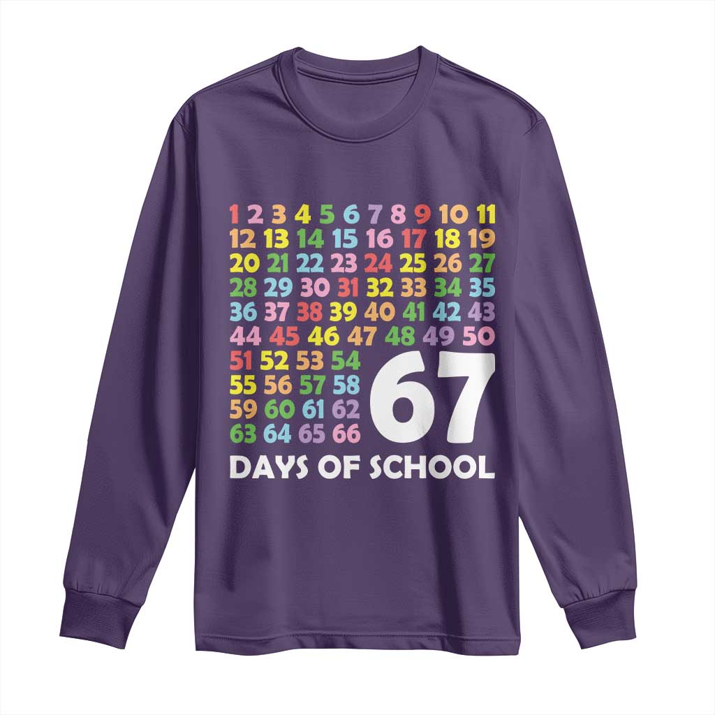 67 Days of School Long Sleeve Shirt Colorful Countdown Grid Milestone Classroom Fun - Wonder Print Shop