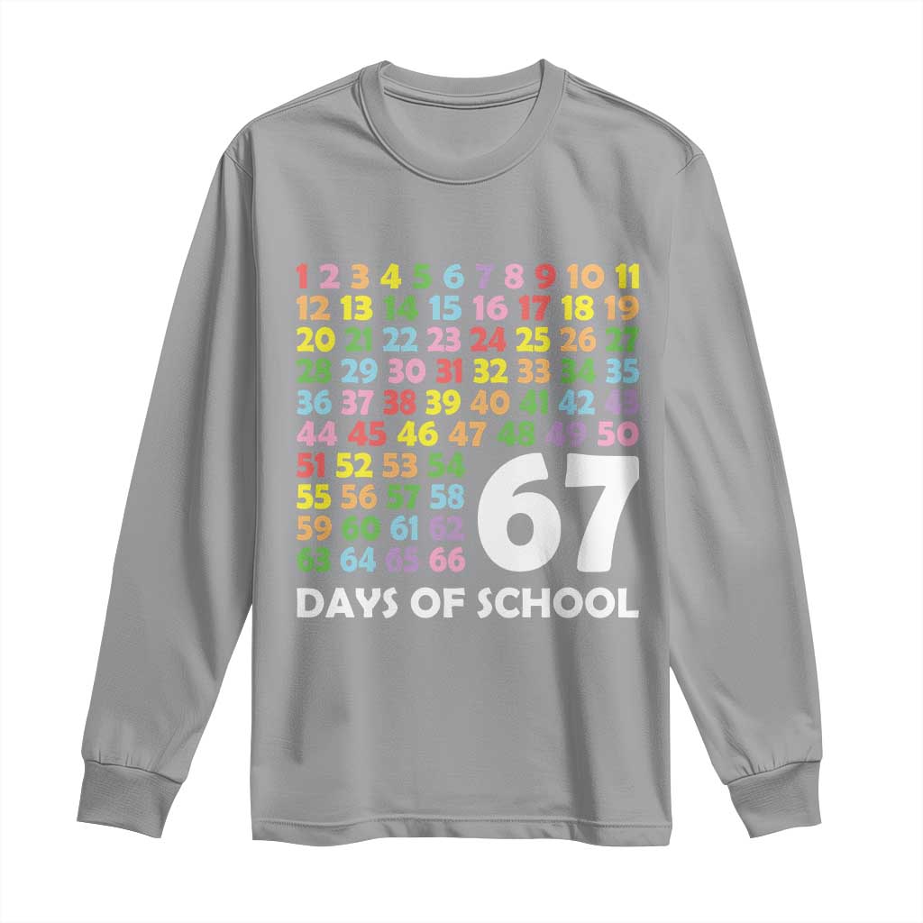 67 Days of School Long Sleeve Shirt Colorful Countdown Grid Milestone Classroom Fun - Wonder Print Shop