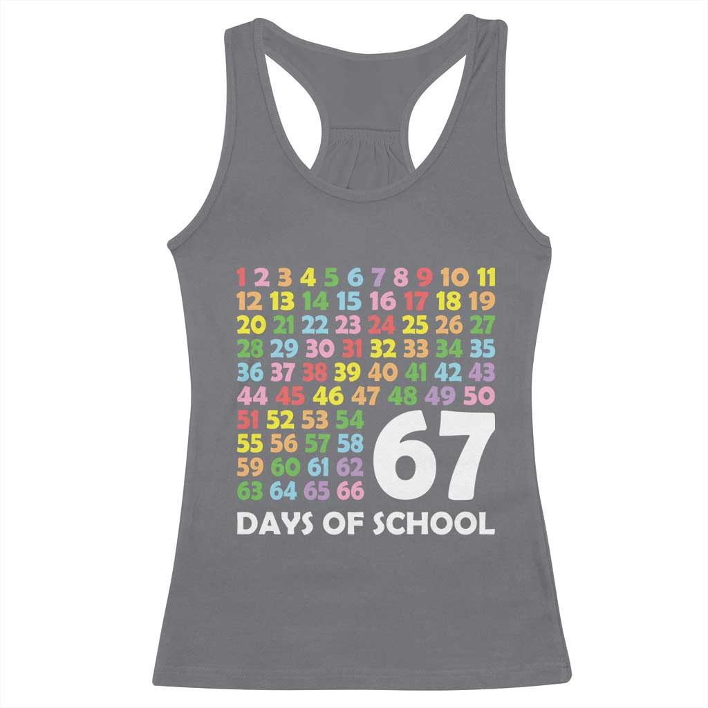 67 Days of School Racerback Tank Top Colorful Countdown Grid Milestone Classroom Fun - Wonder Print Shop