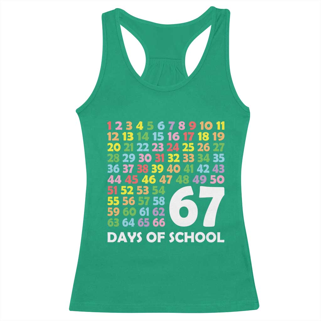 67 Days of School Racerback Tank Top Colorful Countdown Grid Milestone Classroom Fun - Wonder Print Shop