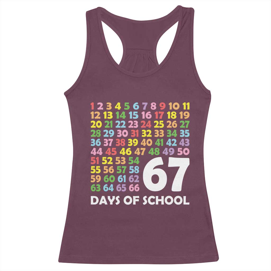 67 Days of School Racerback Tank Top Colorful Countdown Grid Milestone Classroom Fun - Wonder Print Shop