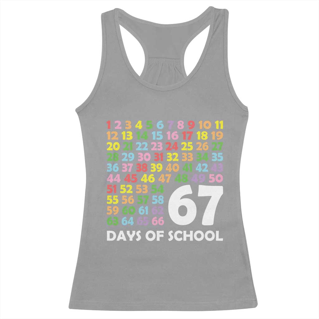67 Days of School Racerback Tank Top Colorful Countdown Grid Milestone Classroom Fun - Wonder Print Shop