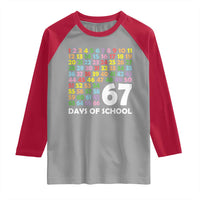 67 Days of School Raglan Shirt Colorful Countdown Grid Milestone Classroom Fun - Wonder Print Shop