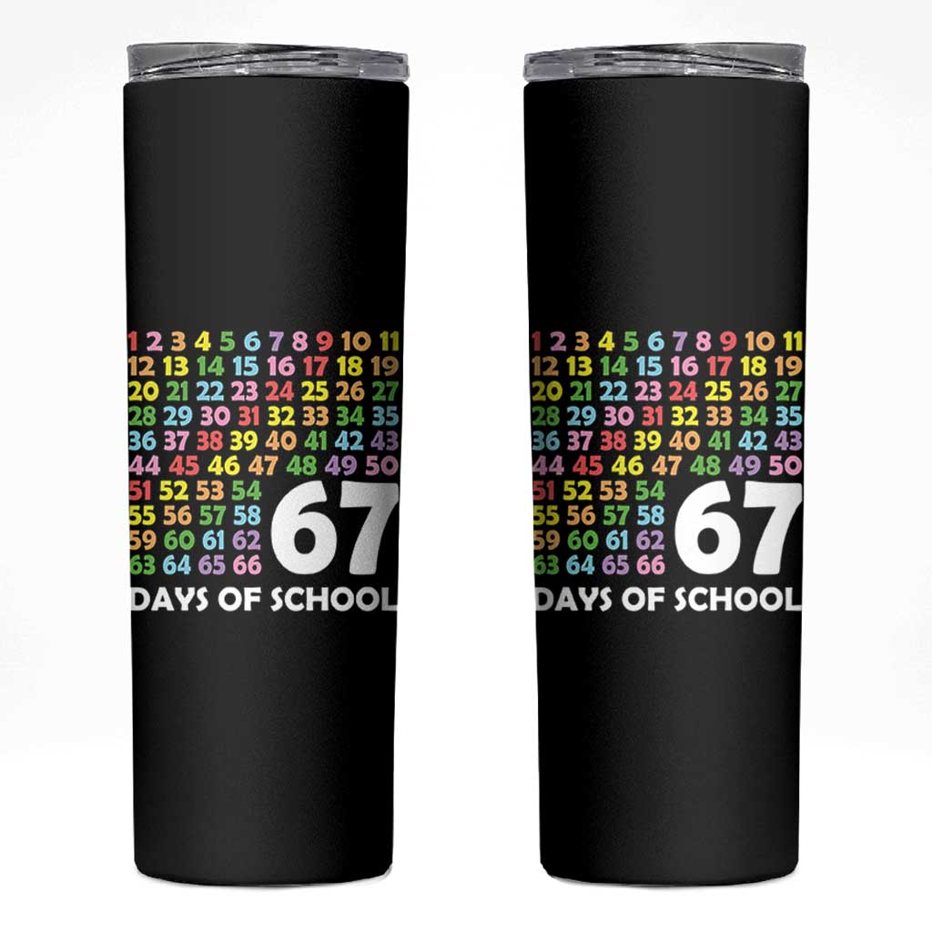 67 Days of School Skinny Tumbler Colorful Countdown Grid Milestone Classroom Fun - Wonder Print Shop